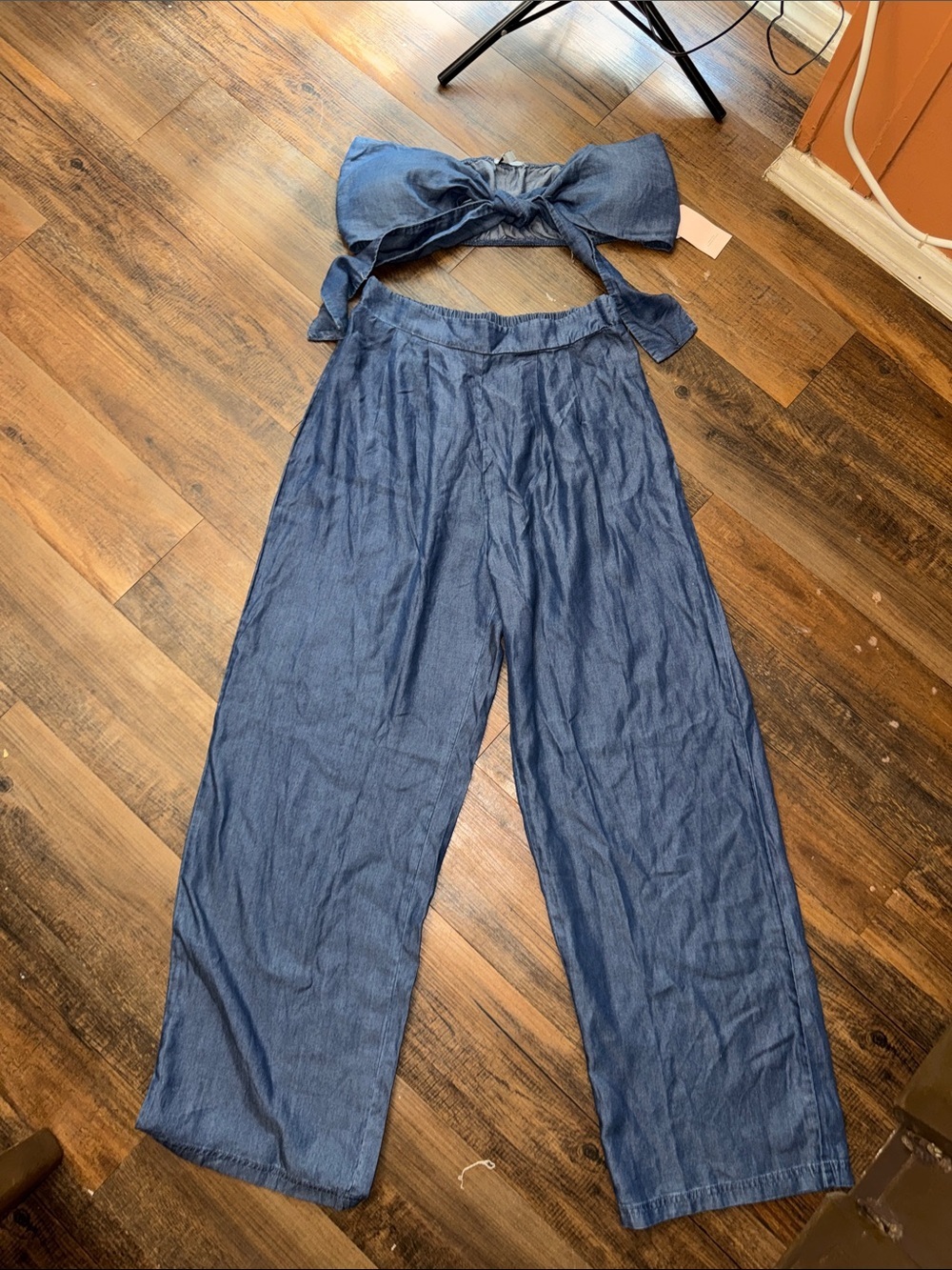 Wide-Leg High-Rise 2 piece set in Indigo Blue